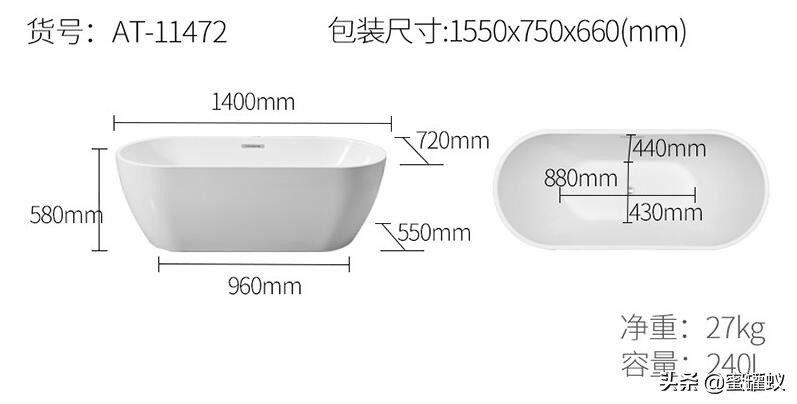 最新常见浴缸尺寸规格汇总 买浴缸先看尺寸